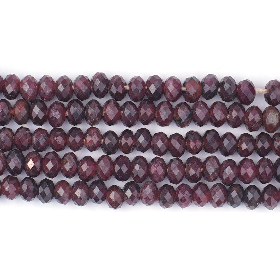 Red Garnet Natural 4X6mm Rondelle Faceted - Large Hole Beads - Goody Beads