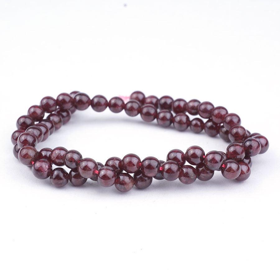 6mm Red Garnet Natural Round AA Grade - 15-16 Inch - Goody Beads