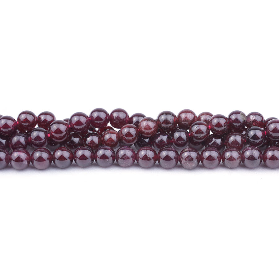 6mm Red Garnet Natural Round AA Grade - 15-16 Inch - Goody Beads