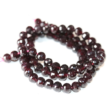 Red Garnet 6mm Diamond Cut Disco Round 15-16 Inch