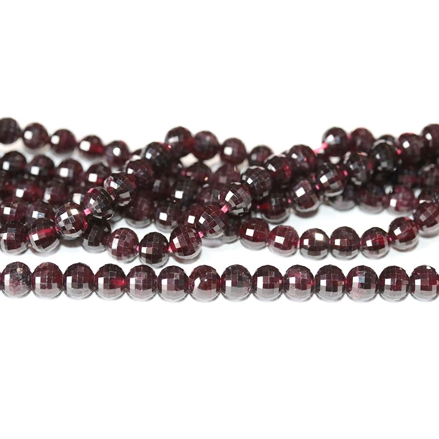 Red Garnet 6mm Diamond Cut Disco Round 15-16 Inch