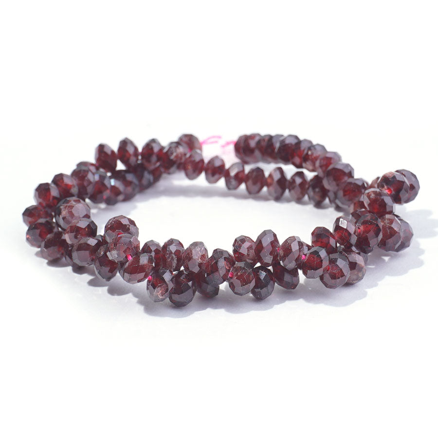 Red Garnet 6mm Rondelle Faceted A Grade - 15-16 Inch - Goody Beads