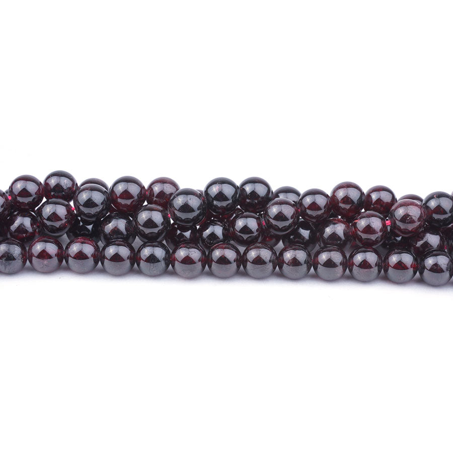 8mm Red Garnet Natural Round AA Grade - 15-16 Inch - Goody Beads
