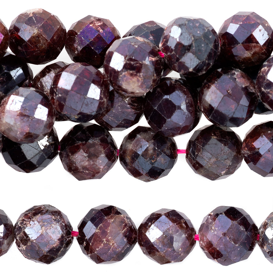 Red Garnet Plated 8mm Round Faceted - 15-16 Inch - Goody Beads