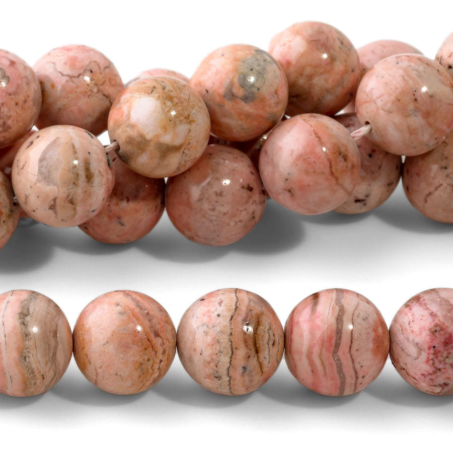 Peruvian Rhodochrosite 12mm Round - 15-16 Inch