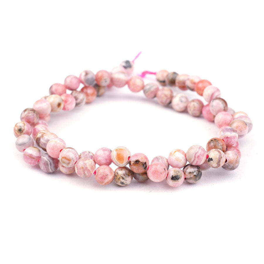 6mm with Matrix Rhodochrosite Natural Round - 15-16 Inch - Goody Beads