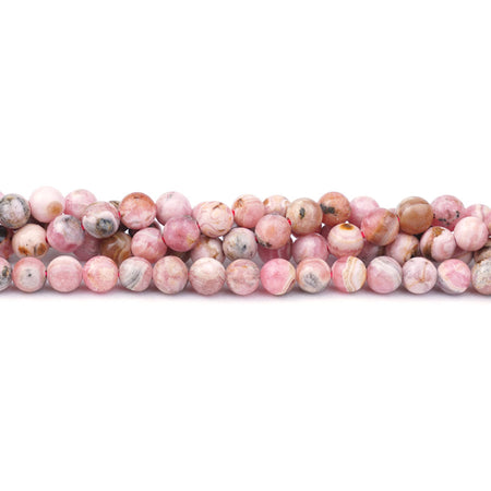 6mm with Matrix Rhodochrosite Natural Round - 15-16 Inch - Goody Beads