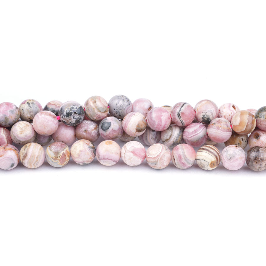 8mm with Matrix Rhodochrosite Natural Round - 15-16 Inch - Goody Beads