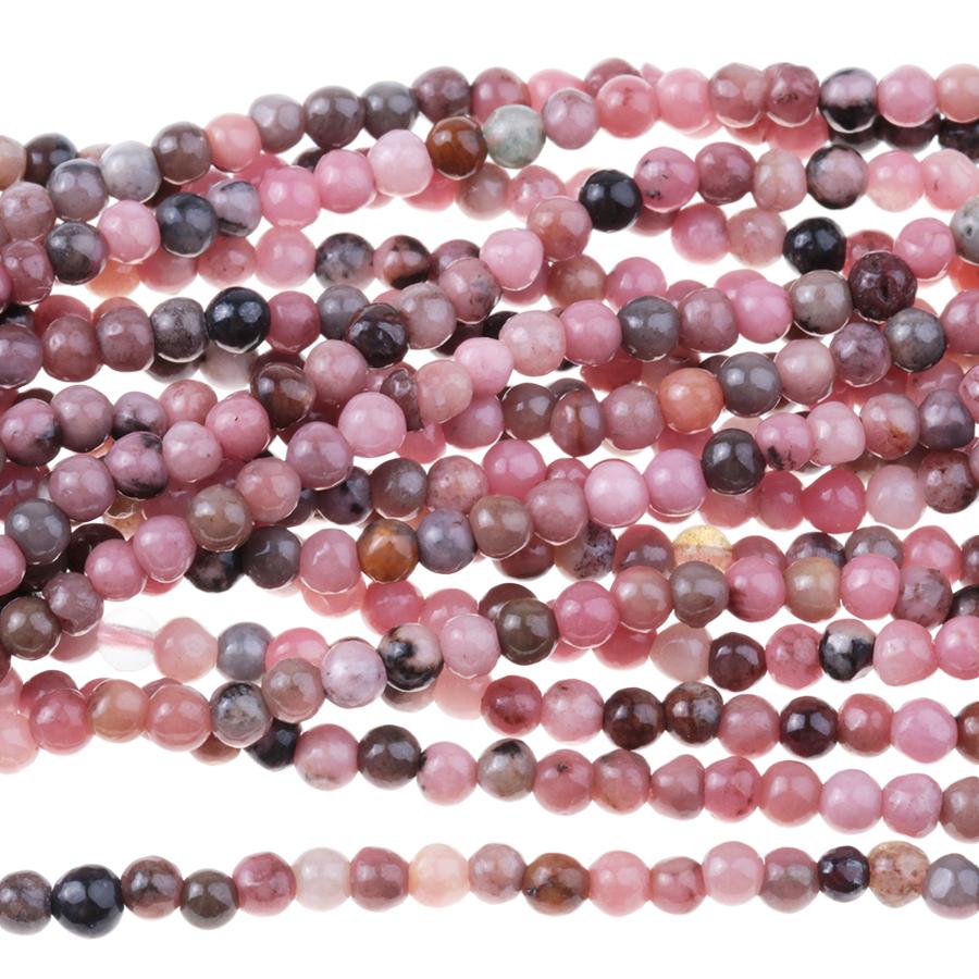 Rhodonite 2mm Round 15-16 Inch