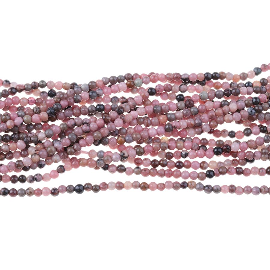 Rhodonite 2mm Round 15-16 Inch