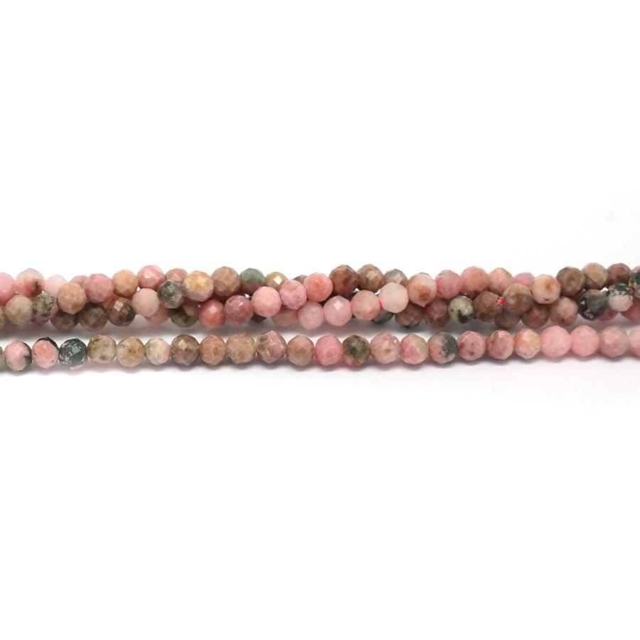 Rhodonite Faceted, Banded 3mm Round - 15-16 Inch