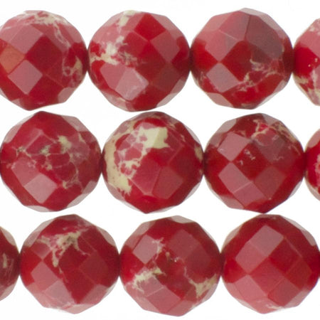 Red Impression Jasper 10mm Faceted Round 15-16 Inch (Dyed)