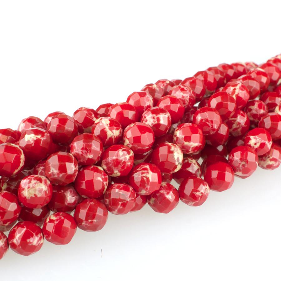 Red Impression Jasper 6mm Faceted Round 15-16 Inch (Dyed)