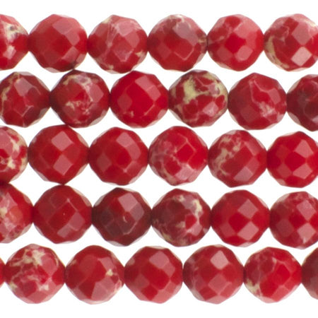 Red Impression Jasper 6mm Faceted Round 15-16 Inch (Dyed)