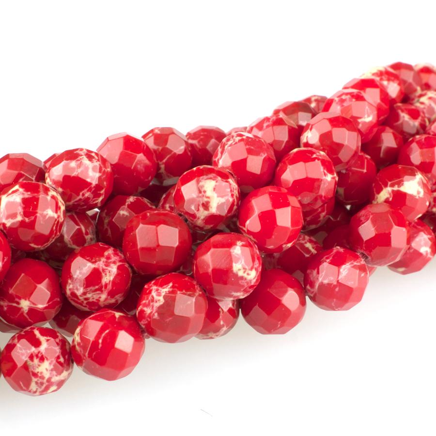 Red Impression Jasper 8mm Faceted Round 15-16 Inch (Dyed)