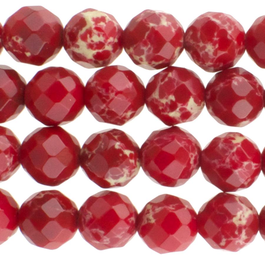 Red Impression Jasper 8mm Faceted Round 15-16 Inch (Dyed)