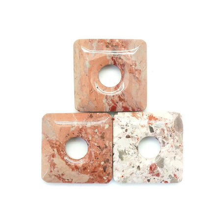 Red Porcelain Jasper  40mm Square Donut - Pendant