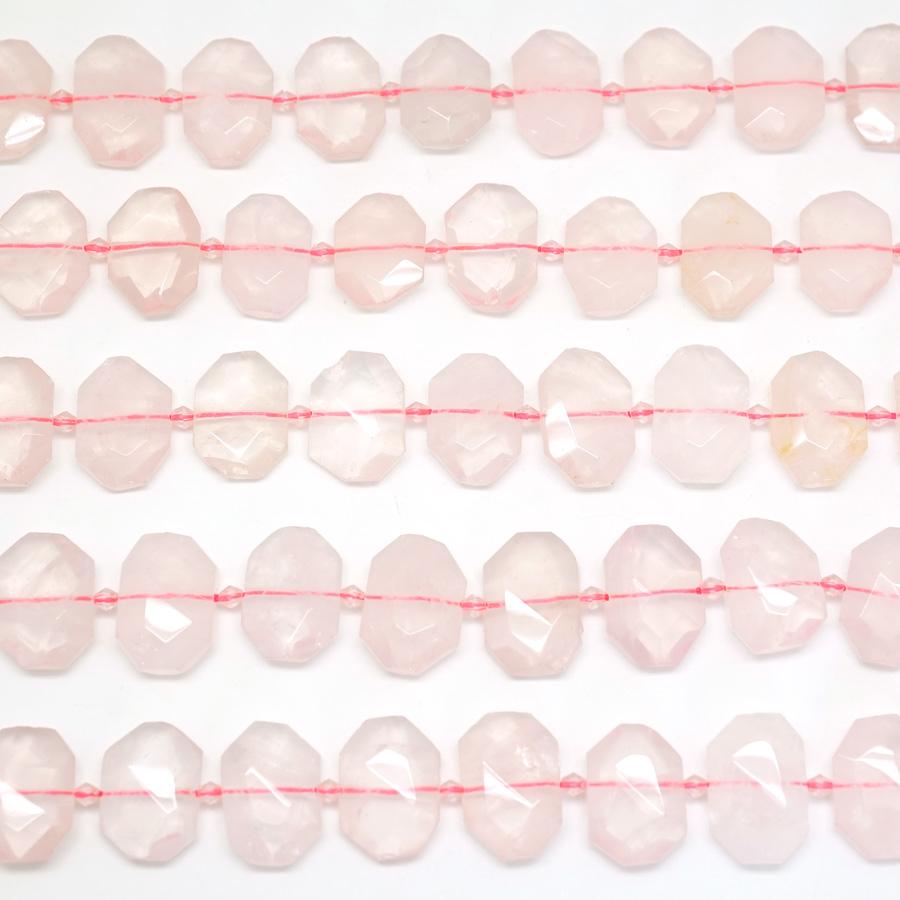 Rose Quartz 16x23mm Rectangle Faceted, Center Drilled - 15-16 Inch