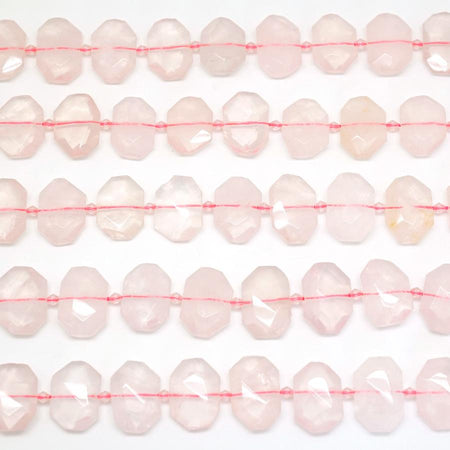 Rose Quartz 16x23mm Rectangle Faceted, Center Drilled - 15-16 Inch