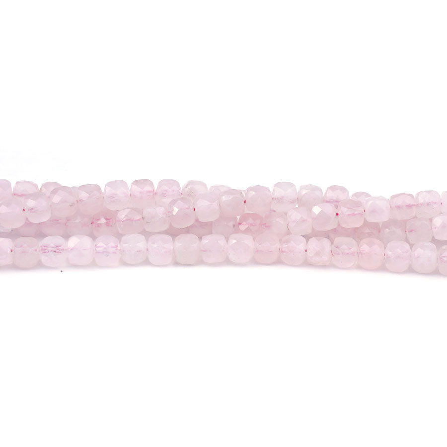 4mm Rose Quartz Dyed Diamond Cut Cube - Limited Editions - Goody Beads