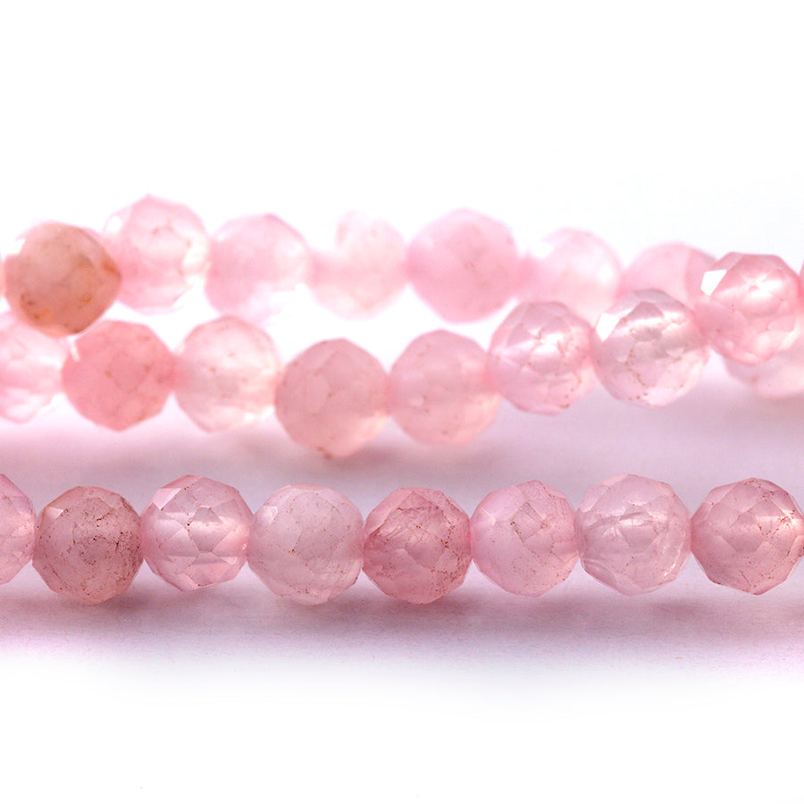 Rose Quartz 4mm Faceted Round 8-Inch - Goody Beads