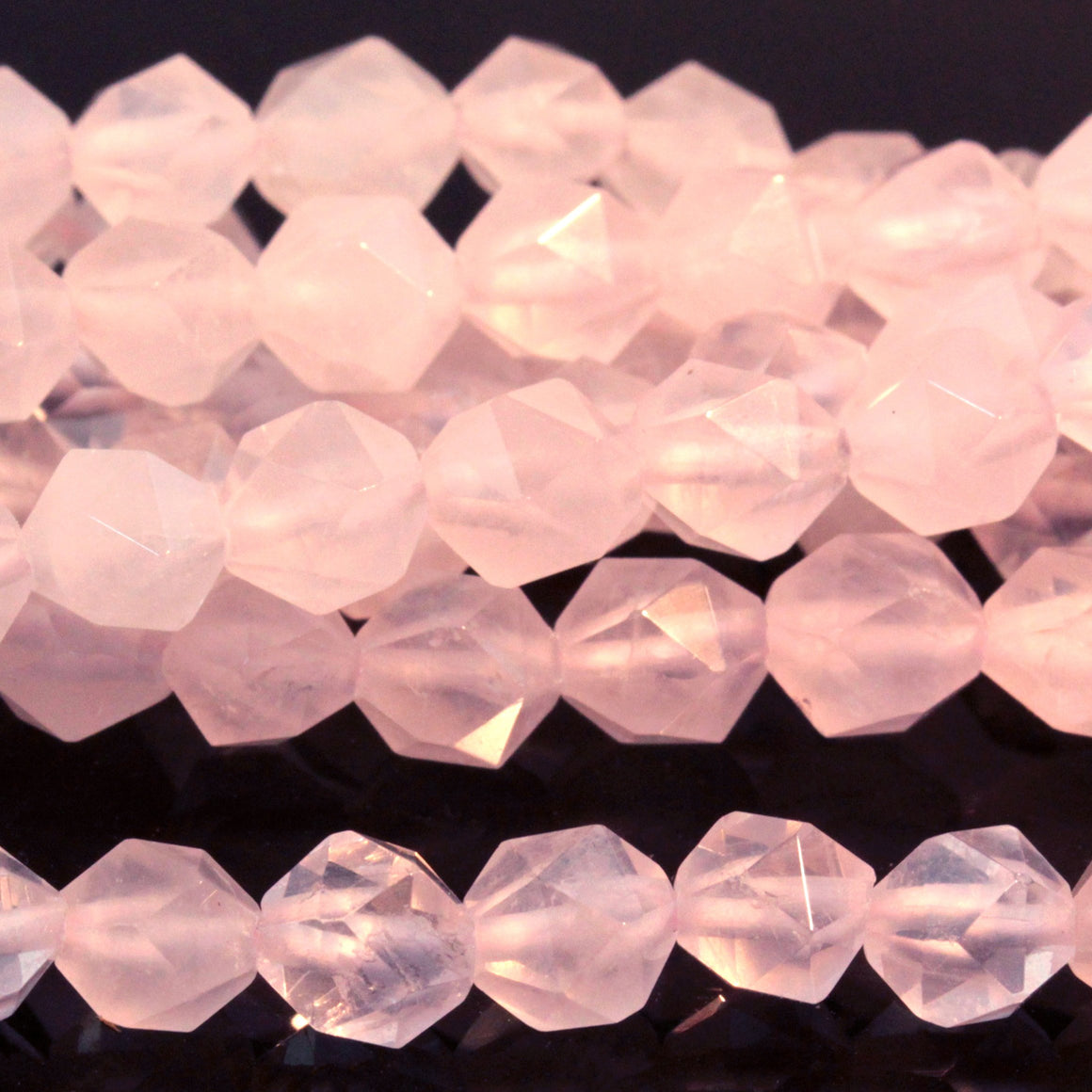 Rose Quartz 6mm Star Cut Round 15-16 Inch