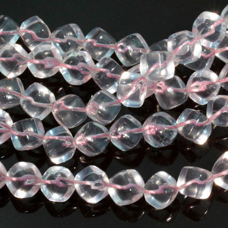 Rose Quartz 8mm Diagonal Drill Cube 15-16 Inch