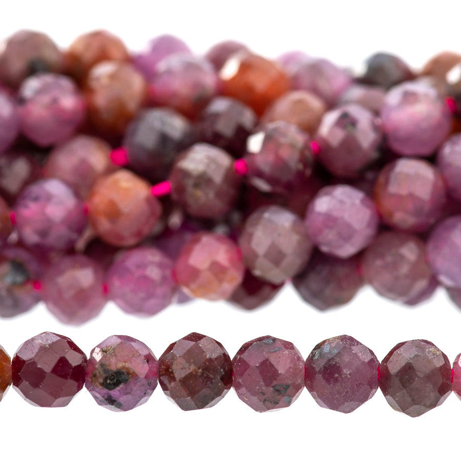 Ruby 3mm Round Faceted A Grade - 15-16 Inch - Goody Beads