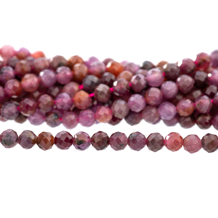 Ruby 3mm Round Faceted A Grade - 15-16 Inch - Goody Beads