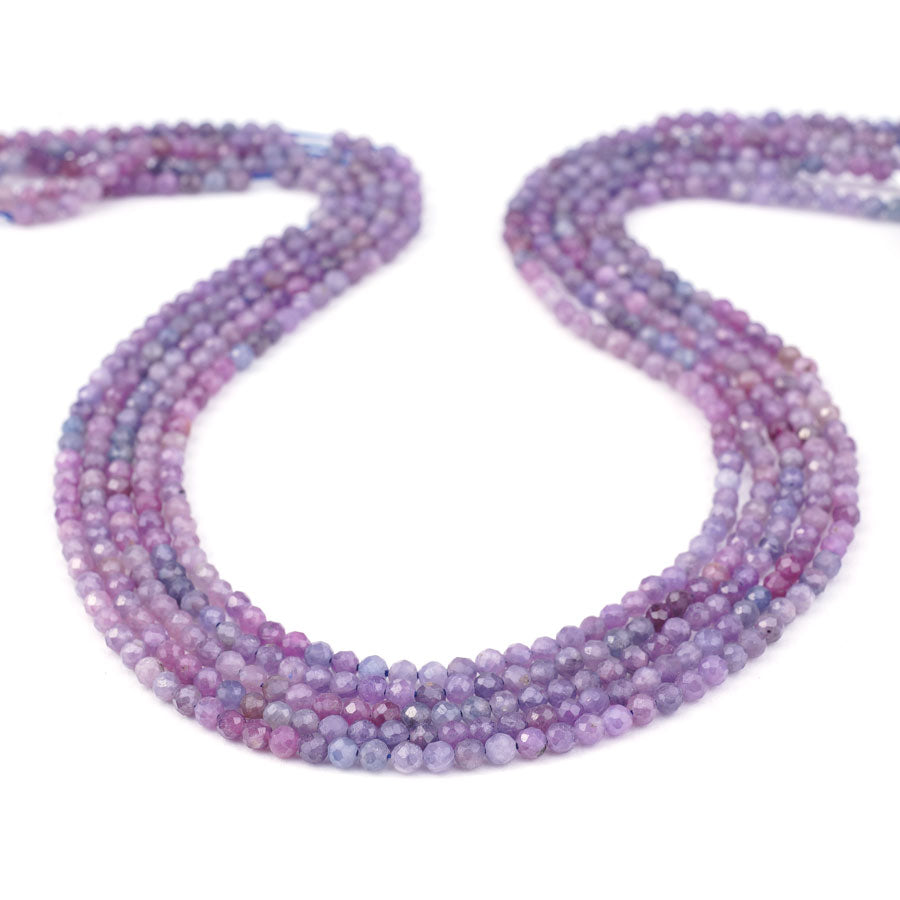 3mm Purple Ruby Natural Faceted Round Banded - 15-16 Inch - Goody Beads