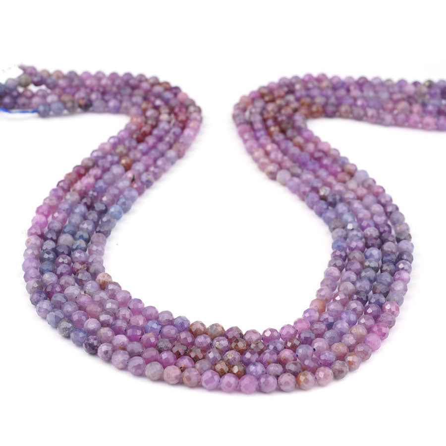 4mm Purple Ruby Natural Faceted Round Banded - 15-16 Inch - Goody Beads