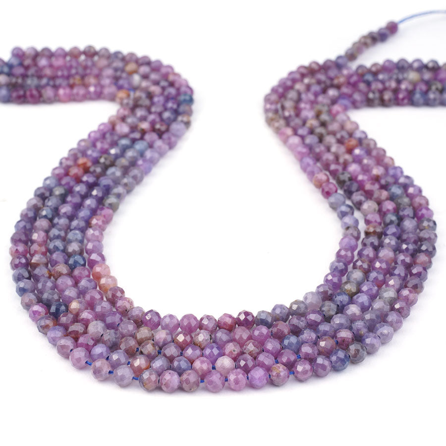 5mm Purple Ruby Natural Faceted Round Banded - 15-16 Inch - Goody Beads