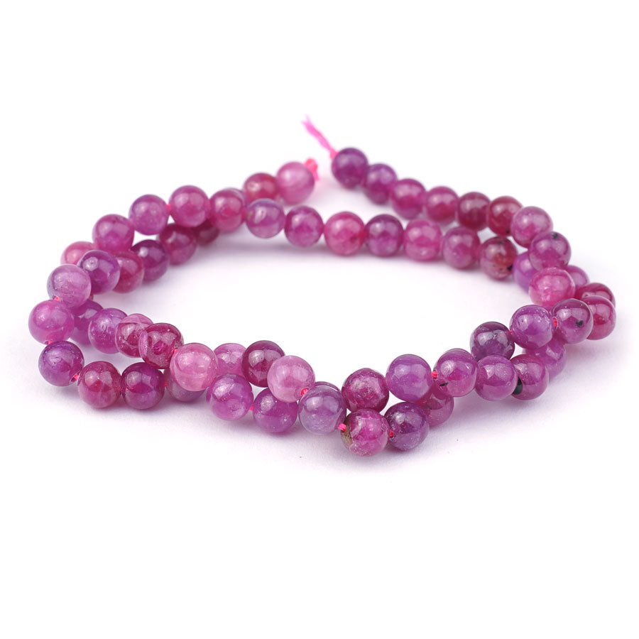 6mm Ruby Natural Round AA Grade - 15-16 Inch - Goody Beads