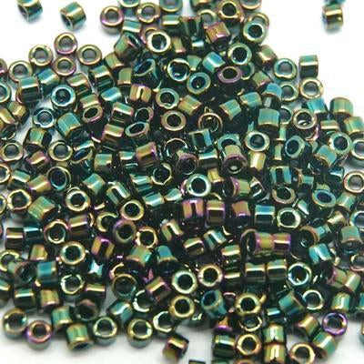 DB0003 11/0 Metallic Green Iris Miyuki Delica Seed Beads Tube - Goody Beads