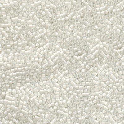 DB066 11/0 Lined White AB Miyuki Delica Seed Beads Tube - Goody Beads