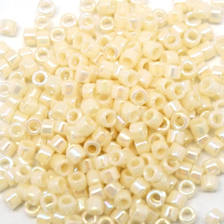 DB157 11/0 Opaque Cream AB Miyuki Delica Seed Beads Tube - Goody Beads