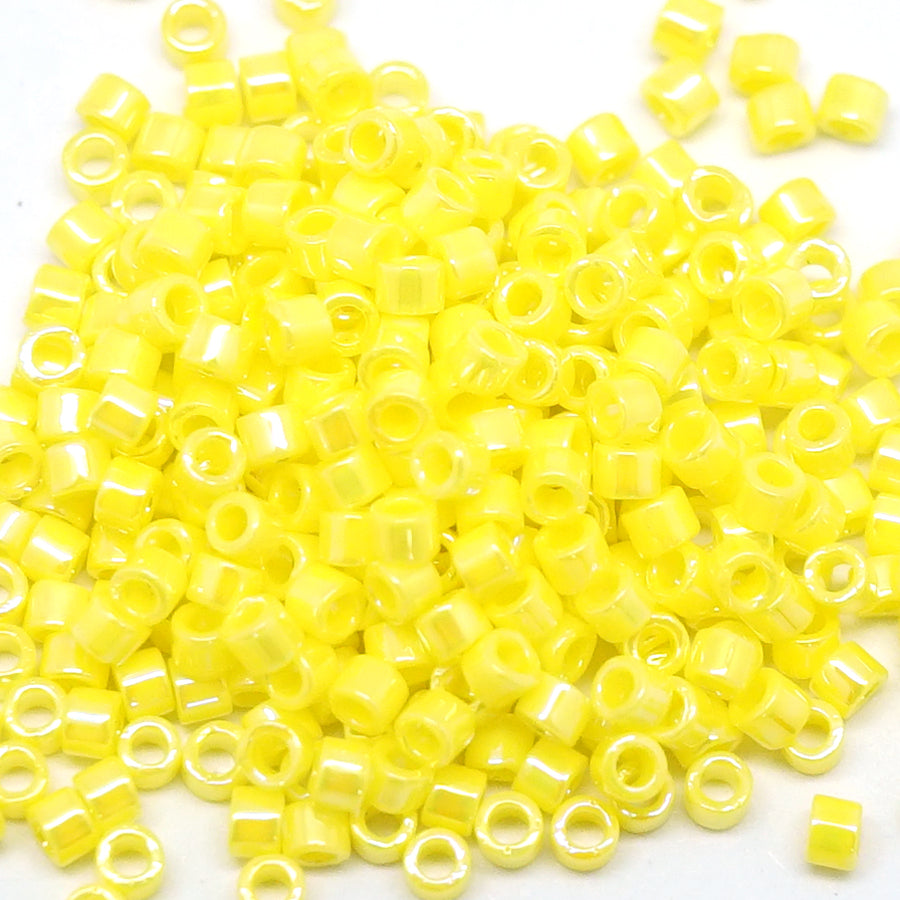 DB160 11/0 Opaque Yellow AB Miyuki Delica Seed Beads Tube - Goody Beads