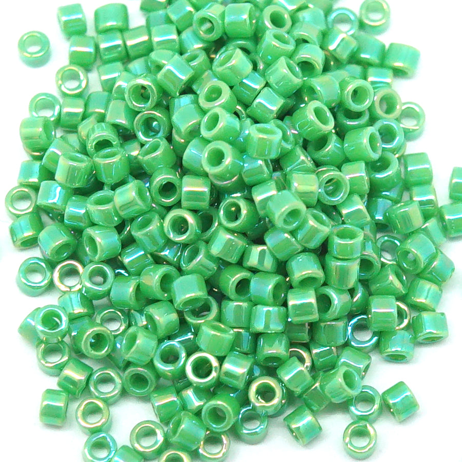 DB163 11/0 Opaque Green AB Miyuki Delica Seed Beads Tube - Goody Beads