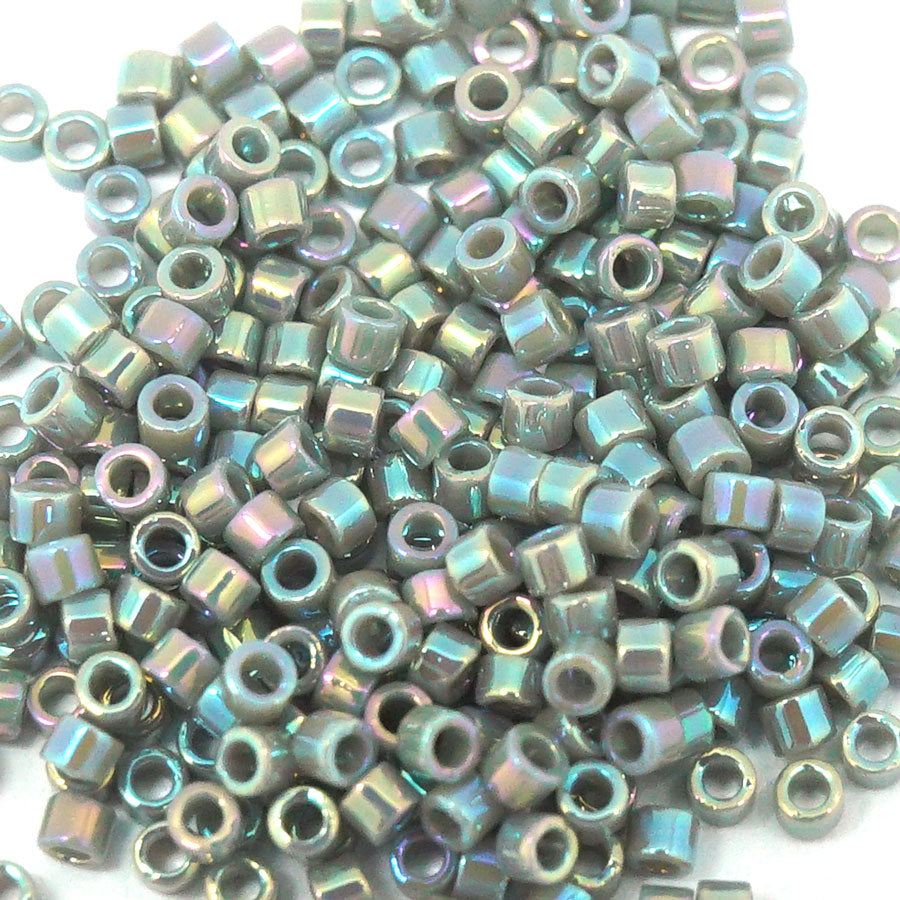 DB168 11/0 Opaque Gray AB Miyuki Delica Seed Beads Tube - Goody Beads