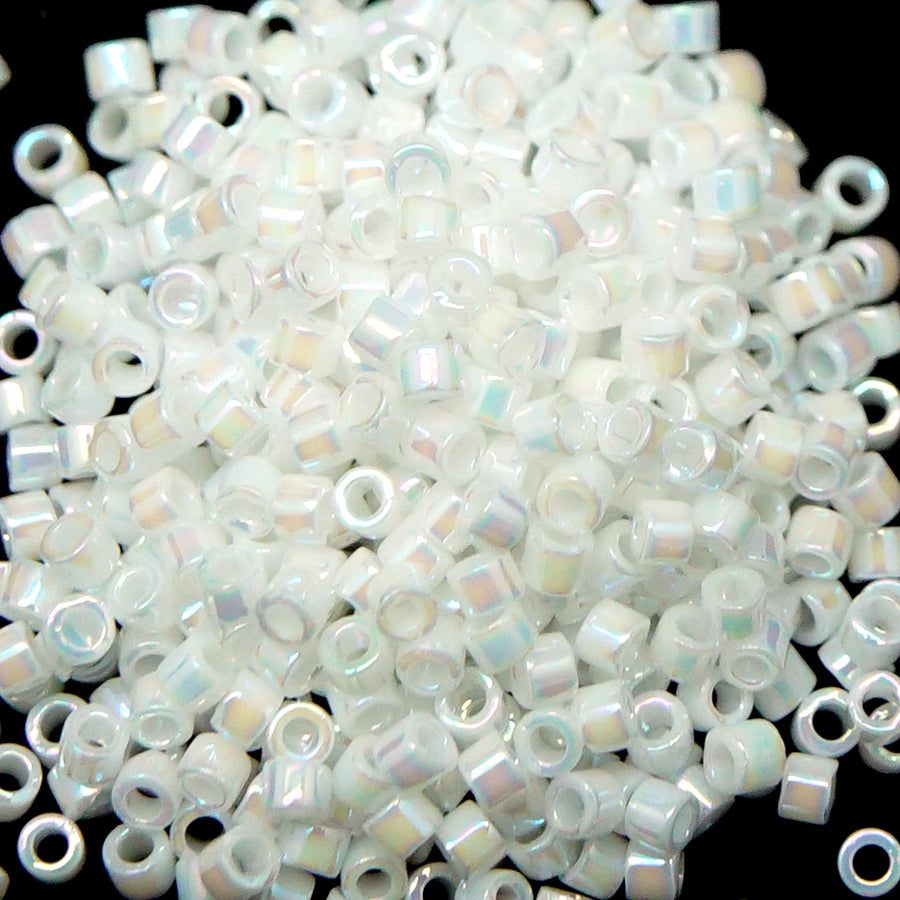 DB202 11/0 White Pearl AB Miyuki Delica Seed Beads Tube - Goody Beads