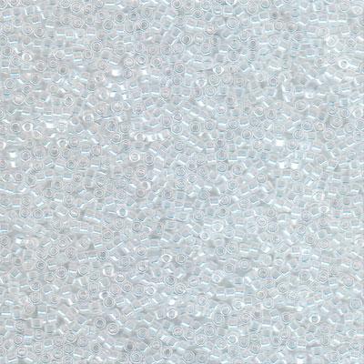 DB231 11/0 Lined Crystal/White Luster Miyuki Delica Seed Beads Tube - Goody Beads