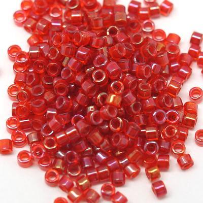 DB295 11/0 Color Lined Cinnamon Red/Red AB Miyuki Delica Seed Beads Tube - Goody Beads