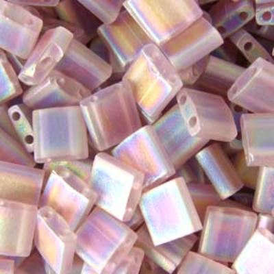 TL142FR-TB Matte Transparent Smokey Amethyst AB Tila Beads Tube - Goody Beads