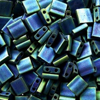 TL2064-TB Matte Metallic Blue Green Miyuki Tila Beads Tube - Goody Beads