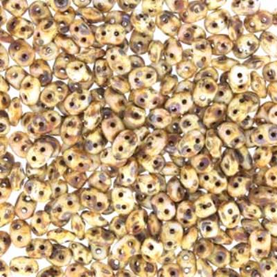 DU0503000-86805 Chalk Travertin Dark SuperDuo Two Hole Czech Seed Beads Tube - Goody Beads