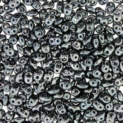 DU0523980-14400 Jet Hematite SuperDuo Two Hole Czech Seed Beads Tube - Goody Beads