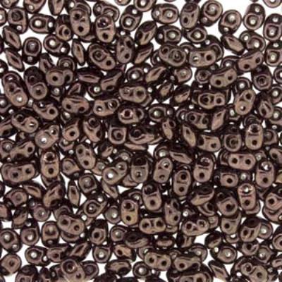 DU0523980-14435 Jet Copper SuperDuo Two Hole Czech Seed Beads Tube - Goody Beads