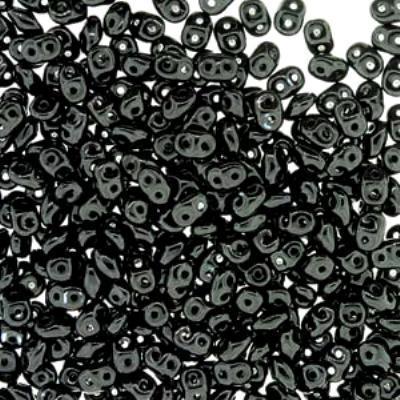 DU0523980 Jet SuperDuo Two Hole Czech Seed Beads Tube - Goody Beads