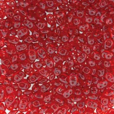 DU0590080 Ruby SuperDuo Two Hole Czech Seed Beads Tube - Goody Beads