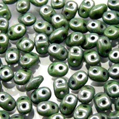 DU0503000-14459 Chalk Green Luster SuperDuo Two Hole Czech Seed Beads Tube - Goody Beads